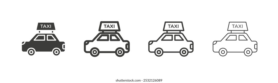 Taxi icon in fill and three stroke sizes