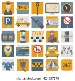 Taxi icon. Flat design. Vector illustration