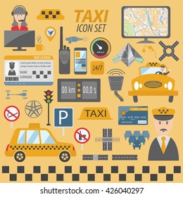 Taxi icon. Flat design. Vector illustration