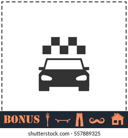 Taxi icon flat. Simple vector symbol and bonus icon