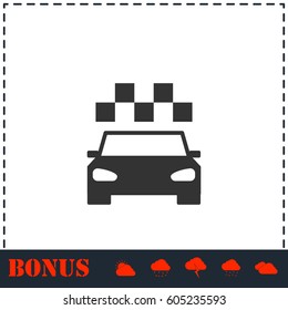 Taxi icon flat. Simple vector symbol and bonus icon