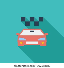 Taxi icon. Flat vector related icon with long shadow for web and mobile applications. It can be used as - logo, pictogram, icon, infographic element. Vector Illustration.