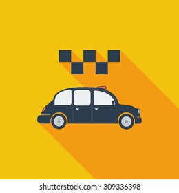 Taxi icon. Flat vector related icon with long shadow for web and mobile applications. It can be used as - logo, pictogram, icon, infographic element. Vector Illustration.