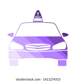 Taxi Icon Front View. Flat Color Ladder Design. Vector Illustration.