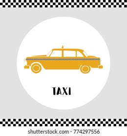 Icono de taxi dentro del marco de círculo. Ilustración del vector