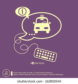 Taxi Icon and keyboard design elements. Line icons for application development, web page coding and programming, creative process