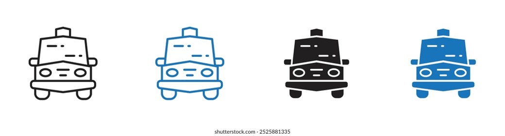 Conjunto de gráficos lineales de iconos de taxi Vector en negro