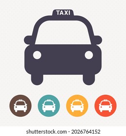 Icono de taxi sobre fondo de patrón de puntos