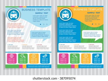 Taxi Icon  on vector Brochure Flyer design Layout template, size A4. Easy to use and edit.