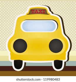 Taxi Icon with retro background, vector illustration