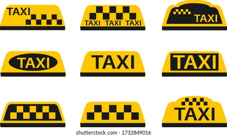 Taxi Icon, Taxi Service Logo. Vector, Cartoon Illustration. 