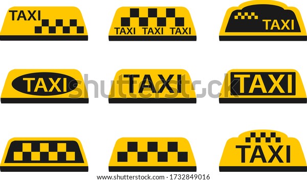 Taxi icon, taxi service logo. Vector, cartoon
illustration. 