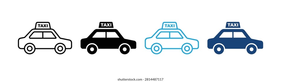 Taxi Icon Set for Cab Service, Urban Transportation and Ride Booking .Vector Illustration