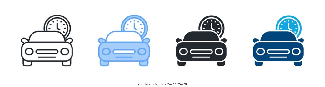 Taxi Icon Set Multiple Style. Design In Outline, Blue, Glyph, Dualtone