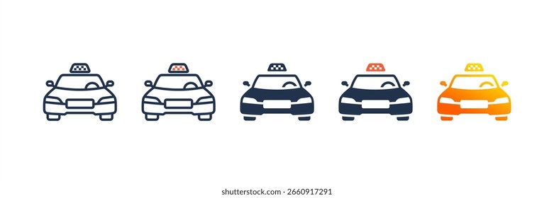 Taxi icon set multiple style collection