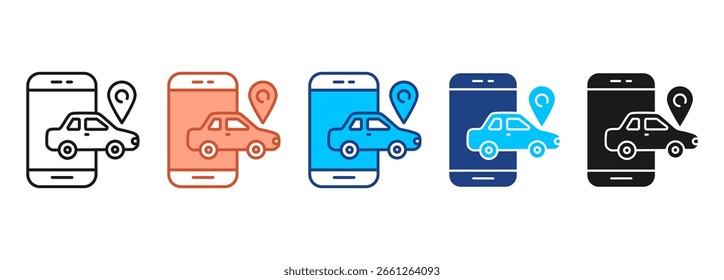 Conjunto de iconos de taxi Colección de estilo múltiple