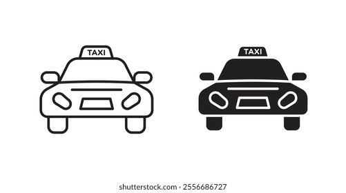 Taxi icon set in Thin line black color.