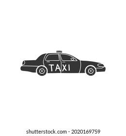 Taxi Icon Silhouette Illustration. Urban Transport Vector Graphic Pictogram Symbol Clip Art. Doodle Sketch Black Sign.