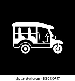 Taxi icon. Silhouette Taxi vector icon for web design isolated on black background