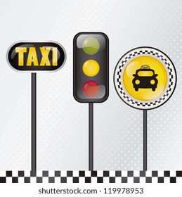 Taxi icon, with silver background vector illustration