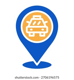 Ilustración vectorial de diseño de color sólido de icono de taxi