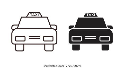 Símbolo de icono de taxi. Vector EPS 10. icono de línea y glifo