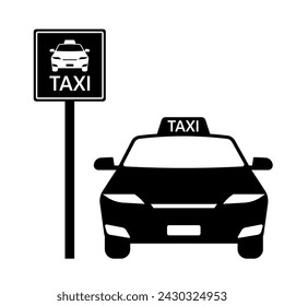 Taxi Icon Symbol. Vector Illustration Isolated on White Background.