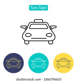 Taxi icon. Transport sign. Public Navigation symbol for info graphics, websites and print media. Line style image. Editable stroke. Vector illustration.