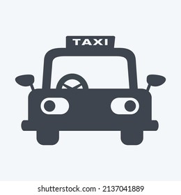 Taxi Icon in trendy glyph style isolated on soft blue background