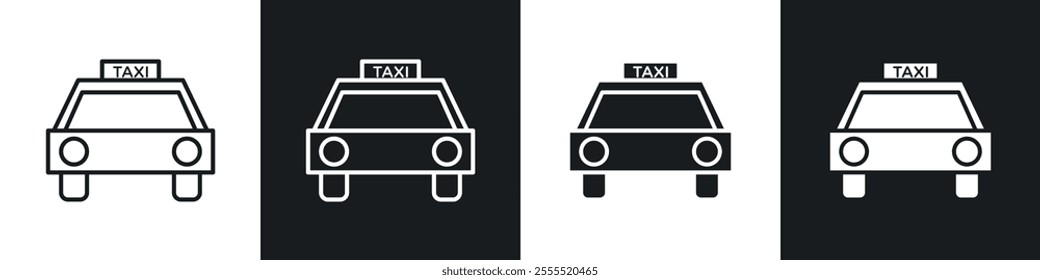 Taxi icon vector collection in black and white.