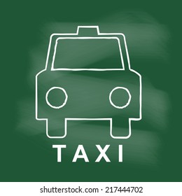 taxi icon vector on blackboard