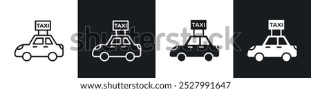 Taxi icon vector icon set black filled and outlined style.