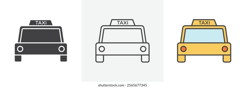Taxi icons in black and colored versions