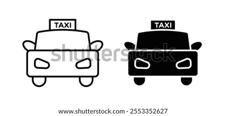 Taxi icons in black filled and outlined style