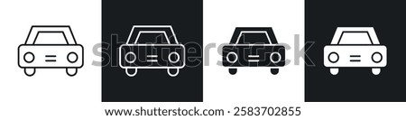 Taxi icons collection in black and white filled and line versions