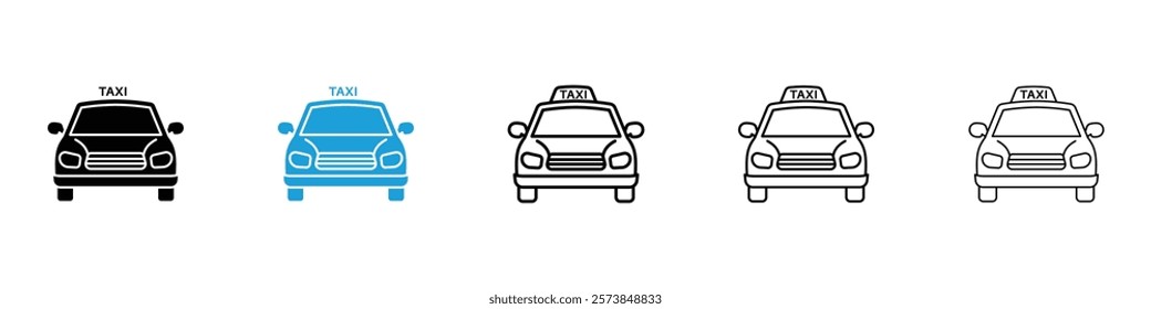 Taxi icons in filled and 3 stroke weights