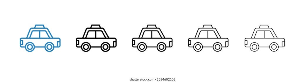 Taxi icons in five different stroke sizes