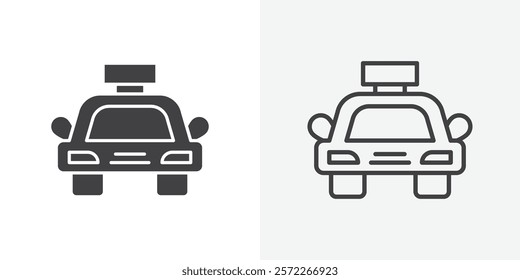 Taxi icons. flat and line style set