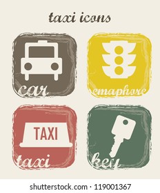 taxi icons over beige background. vector illustration