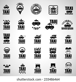 Taxi Icons Set - Isolated On Gray Background - Vector Illustration, Graphic Design Editable For Your Design
