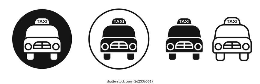 Iconos del taxi en negro sólido y estilo delineado