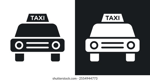 Taxi icons in solid black and white colors