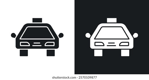 Taxi icons in solid black and white colors