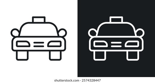 Taxi icons in thin black and white stroke liner style