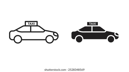 Taxi icons. Vector set in filled and line style.