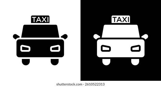 Taxi icons vector set in solid flat style