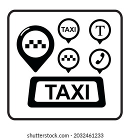 Icono de taxi,Firmar silueta vectorial de símbolo plano de taxi 
