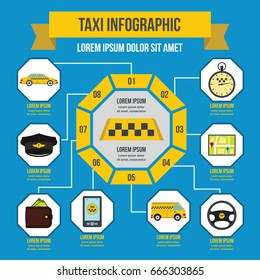 Taxi infographic banner concept. Flat illustration of taxi infographic vector poster concept for web