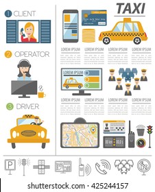 Taxi infographic template. Flat design. Vector illustration