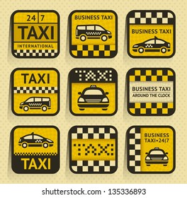 Taxi insignia, old style, vector illustration eps10